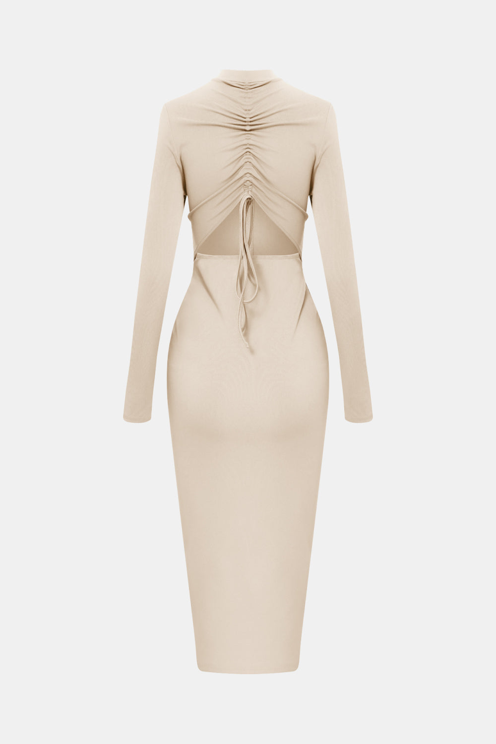 Zip Up Cutout Drawstring Detail Dress - p9nstyle