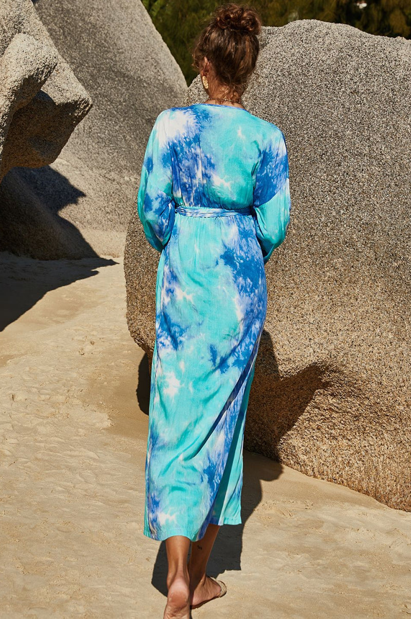 Bethany / Tie Dye Wrap Maxi Dress - p9nstyle